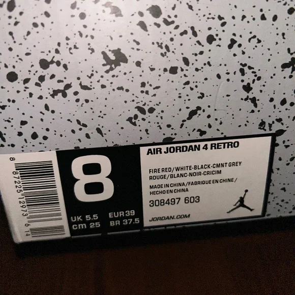 WORN 1x still looks BRAND NEWWMNS “fire red grey black Jordan 4s”